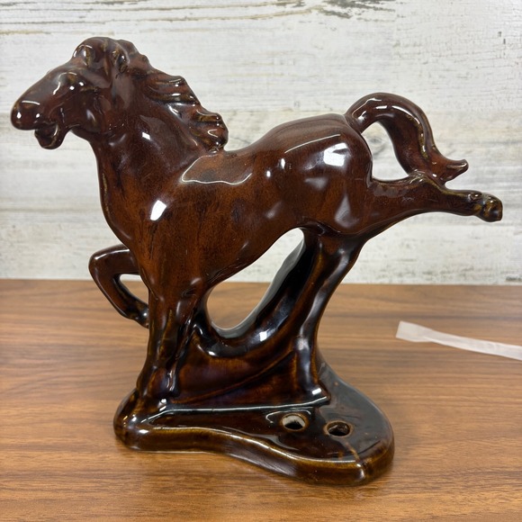 Rearing Horse Mid Century Modern Glazed Porcelain Statue Marked - Picture 1 of 14